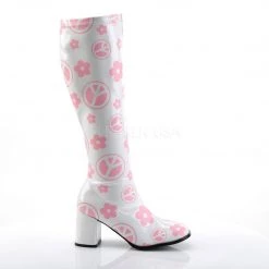 Funtasma Boots GOGO-300FL White Stretch Patent