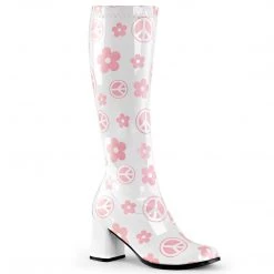 Funtasma Boots GOGO-300FL White Stretch Patent