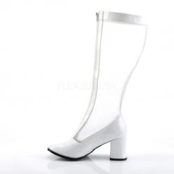 Funtasma Boots GOGO-307 White Stretch Patent-Mesh