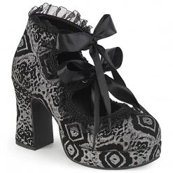 Demonia GOTHIKA-53 Black-Silver Faux Nubuck Leather Pump New Arrivals