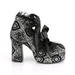 Demonia GOTHIKA-53 Black-Silver Faux Nubuck Leather Pump New Arrivals