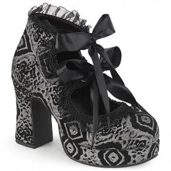 Demonia GOTHIKA-53 Black-Silver Faux Nubuck Leather Pump New Arrivals