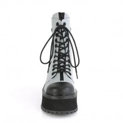 Demonia Boots GRAVEDIGGER-10 Grey Reflective Ankle Boot