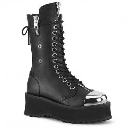 Demonia Boots GRAVEDIGGER-14 Black Vegan Leather Mid-Calf Boot