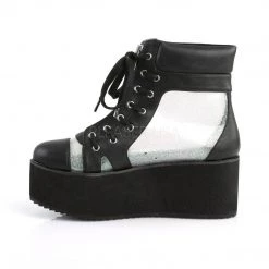 Demonia GRIP-102 Black Vegan-Clear Hologram Ankle Boot Boots