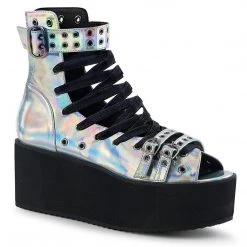 Demonia GRIP-105 Silver Hologram Sandal