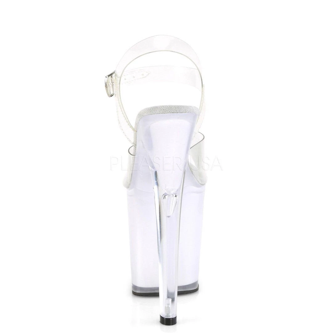 Pleaser ILLUMINATOR-808 Clear/White Glow Platform Sandal 6 Pleaser ILLUMINATOR-808 Clear/White Glow Platform Sandal