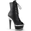 Pleaser Boots ILLUSION-1021 Black Faux Leather Ankle Boot