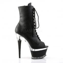 Pleaser Boots ILLUSION-1021 Black Faux Leather Ankle Boot