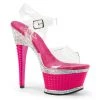 Pleaser ILLUSION-658RS Clear/Hot Pink Platform Sandal Platform Boots