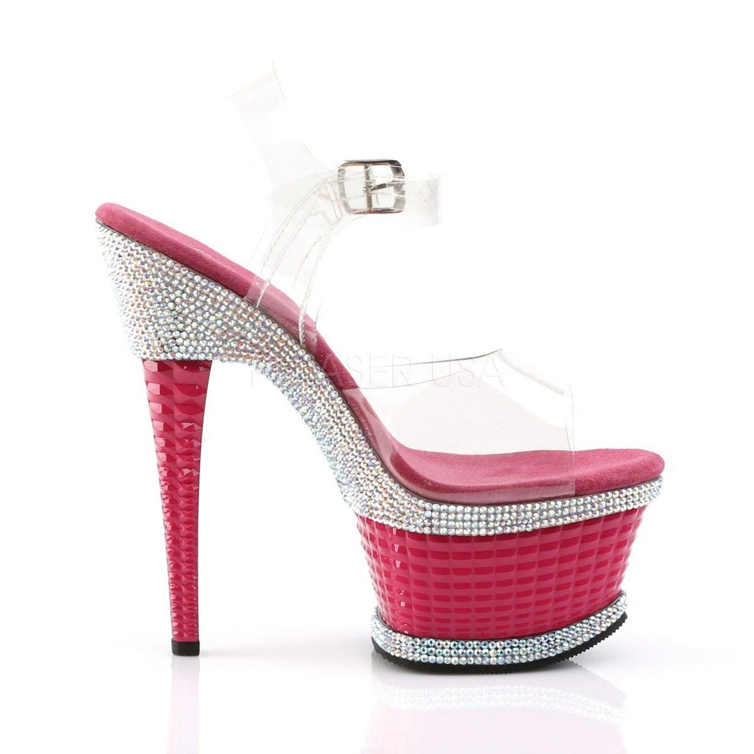 Pleaser ILLUSION-658RS Clear/Hot Pink Platform Sandal Platform Boots 7 Pleaser ILLUSION-658RS Clear/Hot Pink Platform Sandal Platform Boots