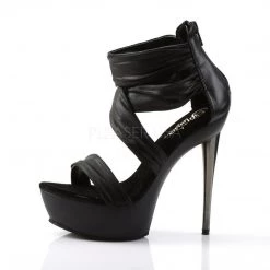 Pleaser IMPULSE-558 Black Pu-Fabric Platform Sandal