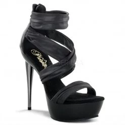 Pleaser IMPULSE-558 Black Pu-Fabric Platform Sandal