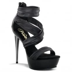Pleaser IMPULSE-558 Black Pu-Fabric Platform Sandal