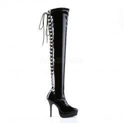 Devious Boots INDULGE-3063 Black Stretch Patent