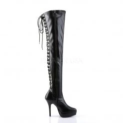Devious INDULGE-3063 Black Stretch Pu Boots