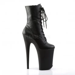 Pleaser INFINITY-1020 Black Faux Leather Ankle Boot 12 Pleaser INFINITY-1020 Black Faux Leather Ankle Boot