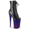 Pleaser Boots INFINITY-1020BP Black Faux Leather/Blue-Purple Ombre Ankle Boot