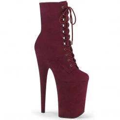Pleaser INFINITY-1020FS Burgundy Faux Suede/Burgundy Faux Suede Ankle Boot Boots