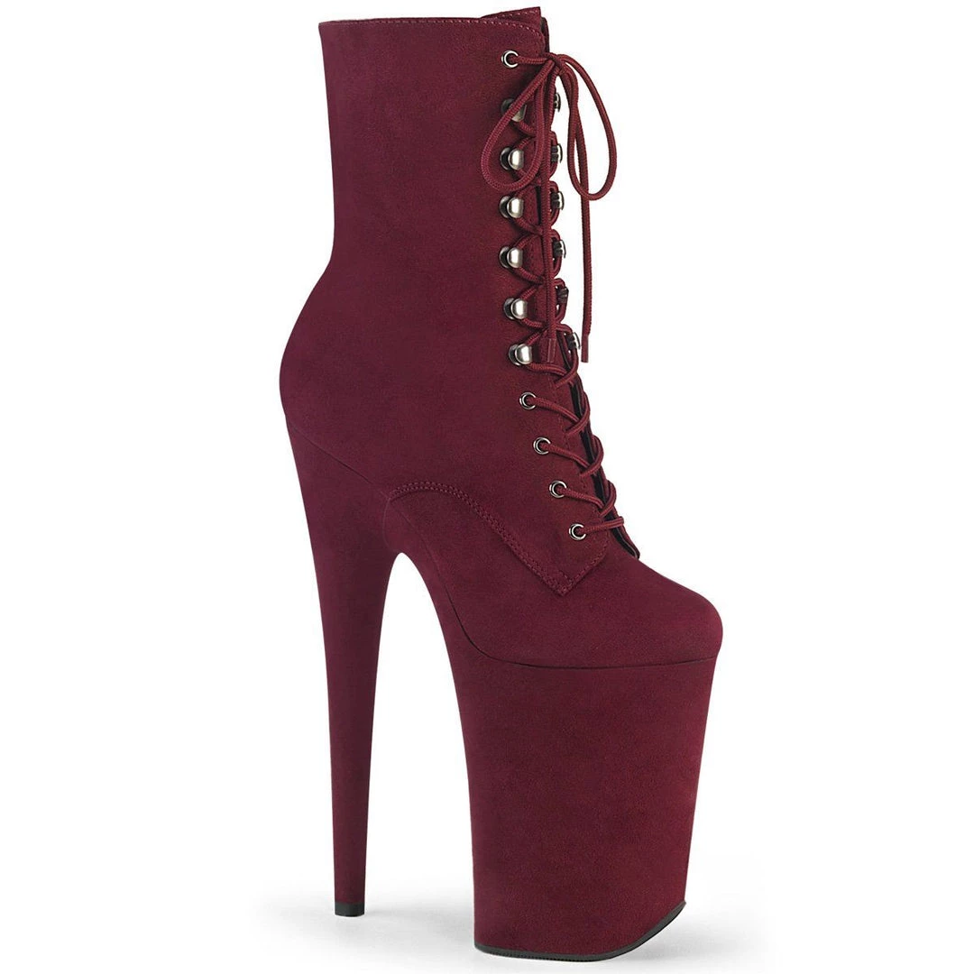Pleaser INFINITY-1020FS Burgundy Faux Suede/Burgundy Faux Suede Ankle Boot Boots 4 Pleaser INFINITY-1020FS Burgundy Faux Suede/Burgundy Faux Suede Ankle Boot Boots