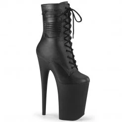 Pleaser Boots INFINITY-1020PK Black Faux Leather Ankle Boot