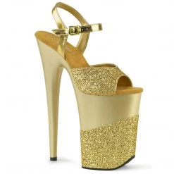 Pleaser Shoes INFINITY-909-2G Gold Glitter/Gold Glitter Platform Sandal