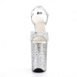 Pleaser INFINITY-910LG Silver Glitter/Silver Glitter Platform Sandal Shoes