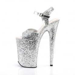 Pleaser INFINITY-910LG Silver Glitter/Silver Glitter Platform Sandal Shoes