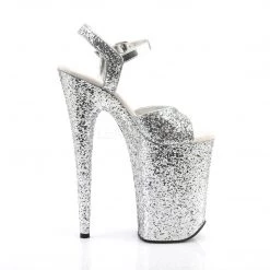 Pleaser INFINITY-910LG Silver Glitter/Silver Glitter Platform Sandal Shoes