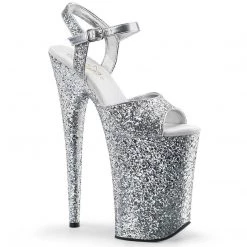 Pleaser INFINITY-910LG Silver Glitter/Silver Glitter Platform Sandal Shoes