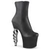 Pleaser Boots IRONGRIP-1042 Black Faux Leather-Silver Brushed Ankle Boot