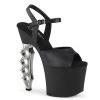 Pleaser Shoes IRONGRIP-709 Black Faux Leather-Silver Brushed Platform Sandal
