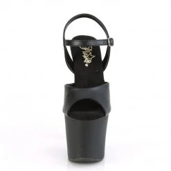 Pleaser Shoes IRONGRIP-709 Black Faux Leather-Silver Brushed Platform Sandal