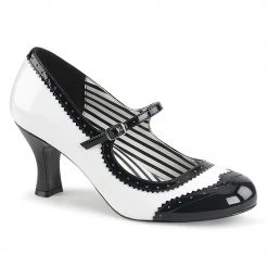Pleaser Pink Label Shoes JENNA-06 White-Black Patent