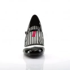 Pleaser Pink Label Shoes JENNA-06 White-Black Patent