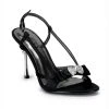 Pleaser JEWEL-12 Black Satin Sandal 1 Pleaser JEWEL-12 Black Satin Sandal