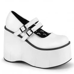 Demonia KERA-08 White Vegan Leather Mary Janes