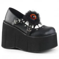 Demonia KERA-11 Black -White Vegan Leather Mary Janes