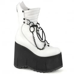 Demonia KERA-130 White Vegan Leather Calf Boot