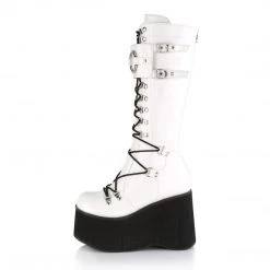 Demonia KERA-200 White Vegan Leather Knee Boot Boots
