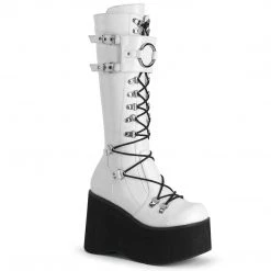 Demonia KERA-200 White Vegan Leather Knee Boot Boots