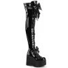 Demonia KERA-303 Black Stretch Patent Thigh Boot