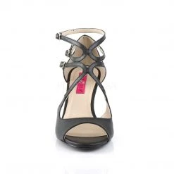 Pleaser Pink Label Shoes KIMBERLY-04 Black Faux Leather