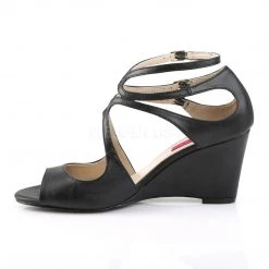 Pleaser Pink Label Shoes KIMBERLY-04 Black Faux Leather