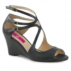 Pleaser Pink Label Shoes KIMBERLY-04 Black Faux Leather