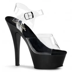 Pleaser KISS-208 Clear/Black Platform Sandal Shoes
