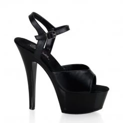 Pleaser KISS-209 Black Leather/Black Platform Sandal Shoes
