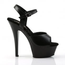 Pleaser KISS-209 Black Leather/Black Platform Sandal Shoes