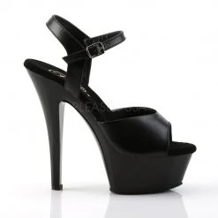 Pleaser KISS-209 Black Leather/Black Platform Sandal Shoes