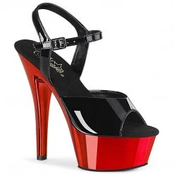 Pleaser KISS-209 Black Patent/Red Chrome Platform Sandal